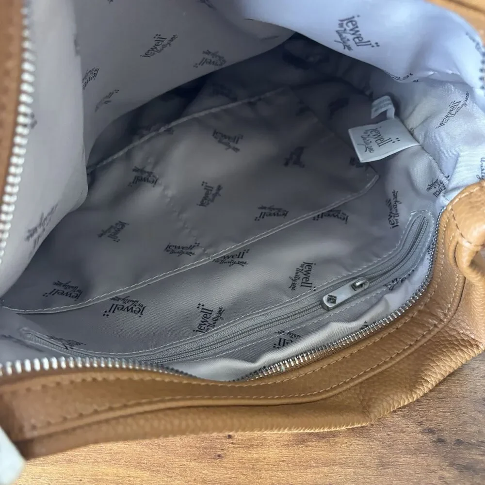Jewell by Thirty-One Handbag Womens Tan Hobo Shoulder Bag Faux Leather Pebbled